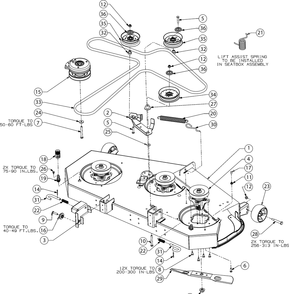 Deck Diagram and Parts List for RZT-S54KH (17ARCBDA056)(2016) Cub Cadet Lawn Tractor